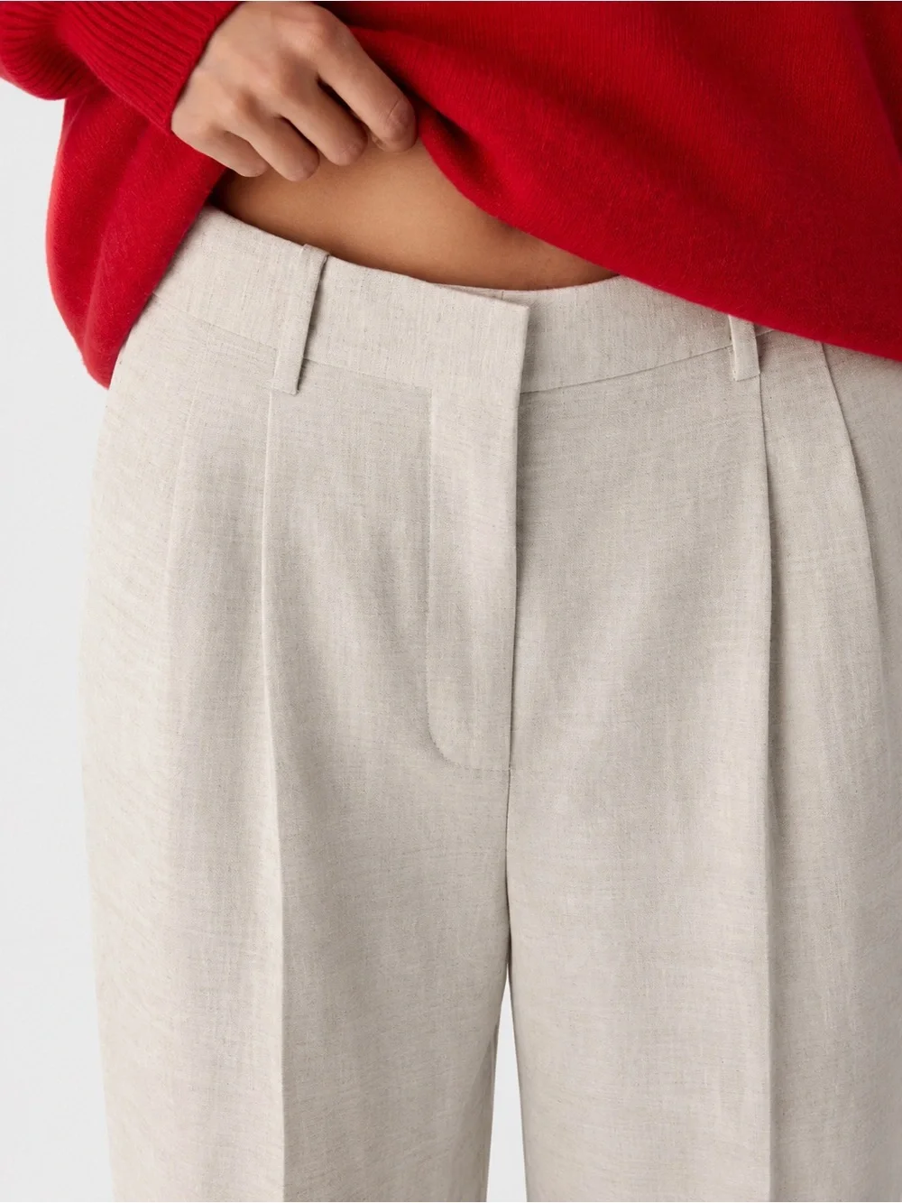Wilfred Aritzia Effortless Linen Wide Leg Pants Natural Beige Size 2